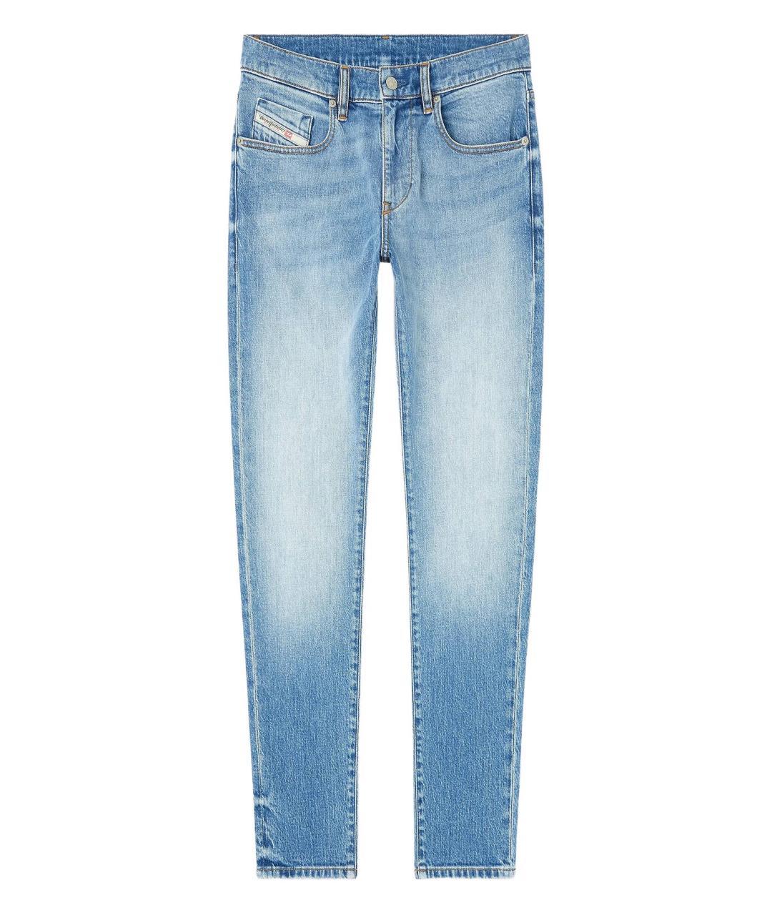 DIESEL Голубые хлопко-эластановые джинсы скинни, фото 1