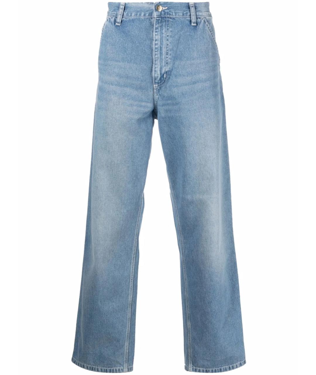 CARHARTT WIP Голубые хлопковые прямые джинсы, фото 1