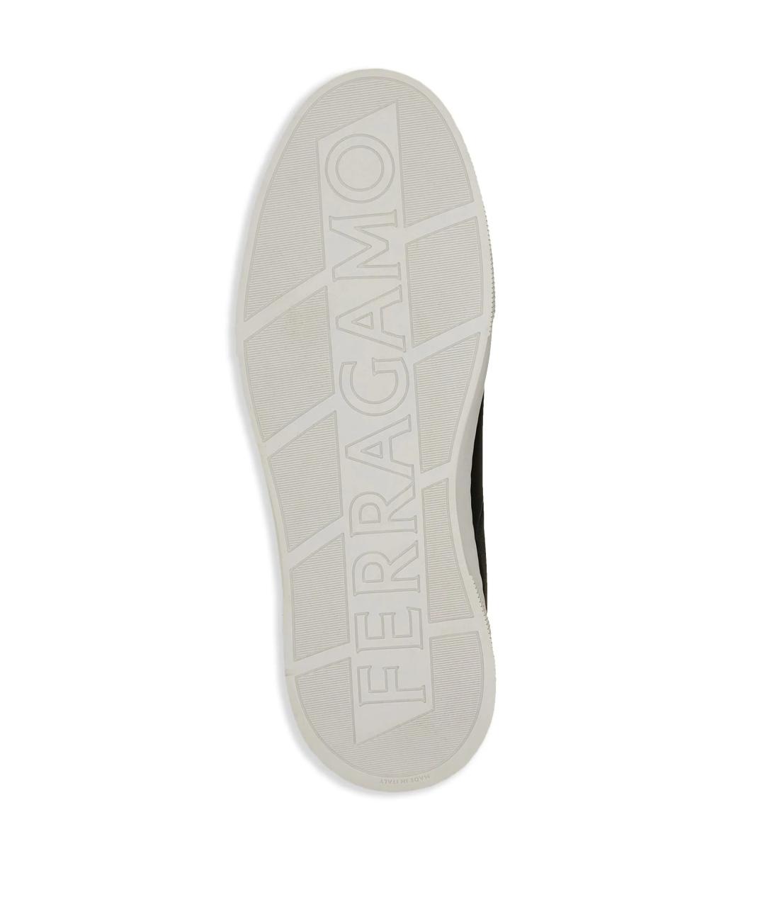 FERRAGAMO Черные кожаные низкие кроссовки / кеды, фото 4