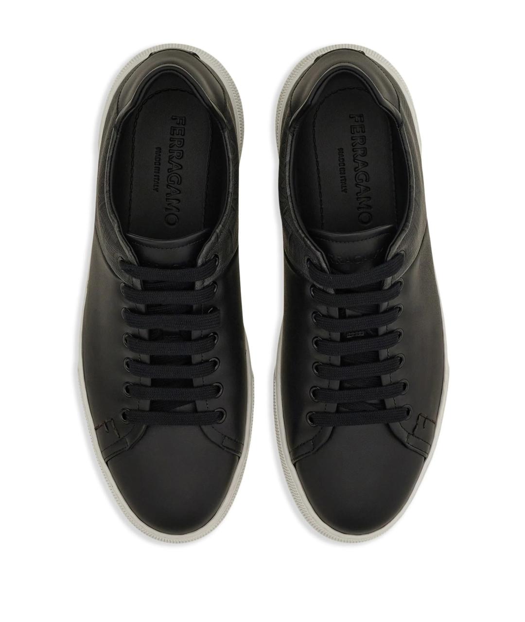 FERRAGAMO Черные кожаные низкие кроссовки / кеды, фото 5