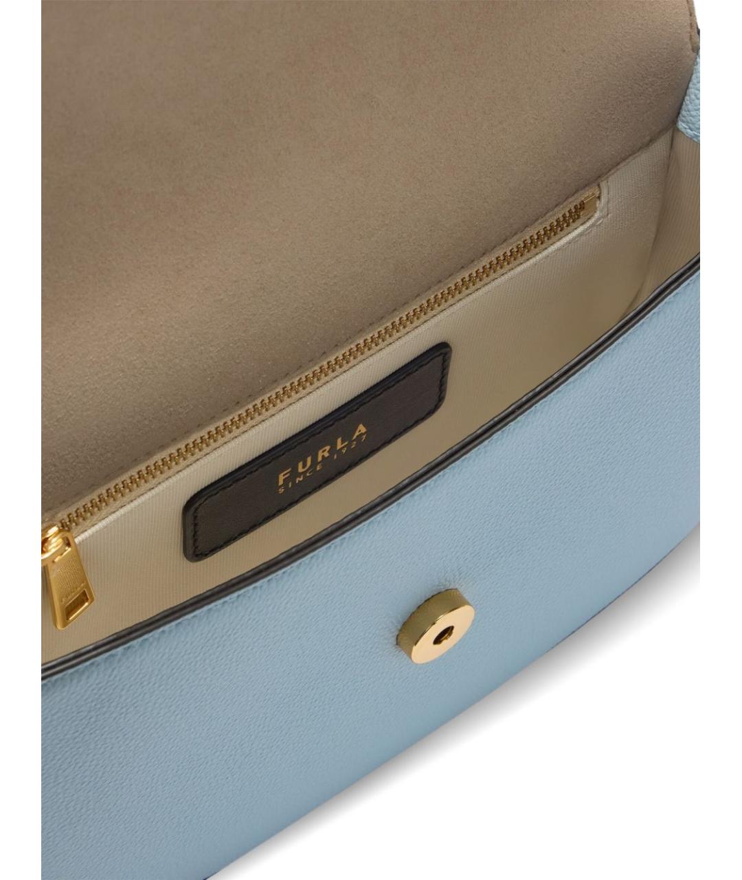FURLA Голубая кожаная сумка через плечо, фото 4