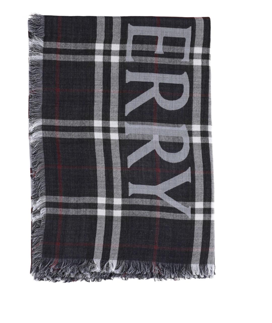 BURBERRY Синий шерстяной шарф, фото 1