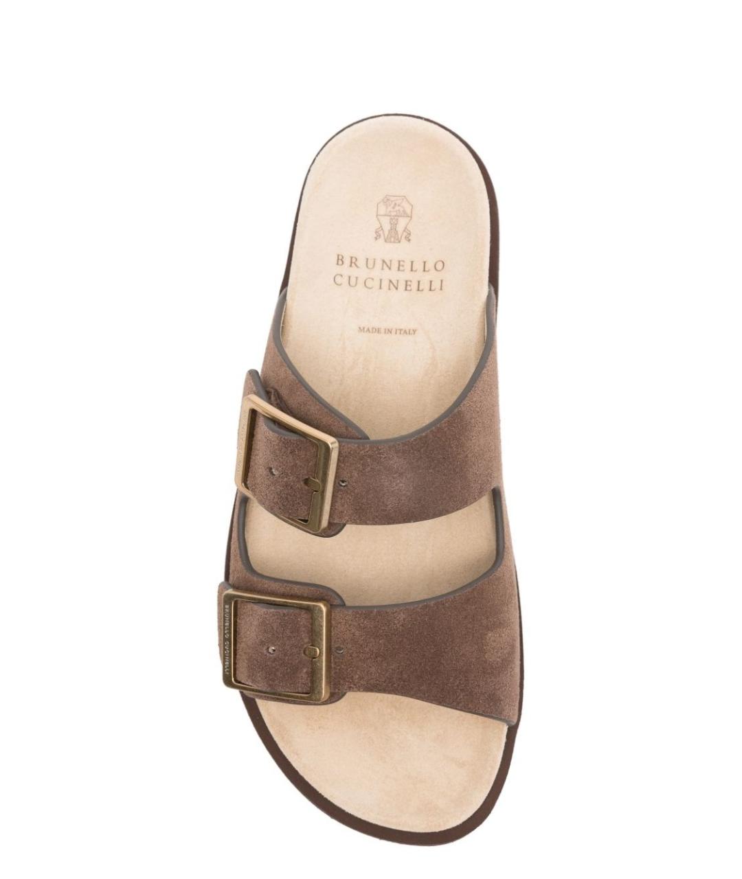 BRUNELLO CUCINELLI Коричневые кожаные сандалии, фото 4
