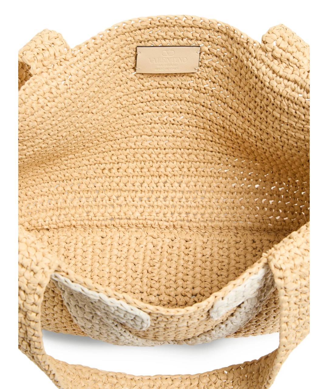 VALENTINO Бежевая пелетеная сумка тоут, фото 4