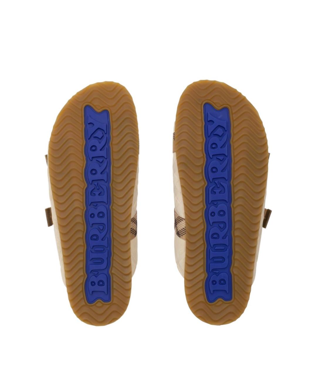 BURBERRY Бежевые замшевые шлепанцы, фото 5