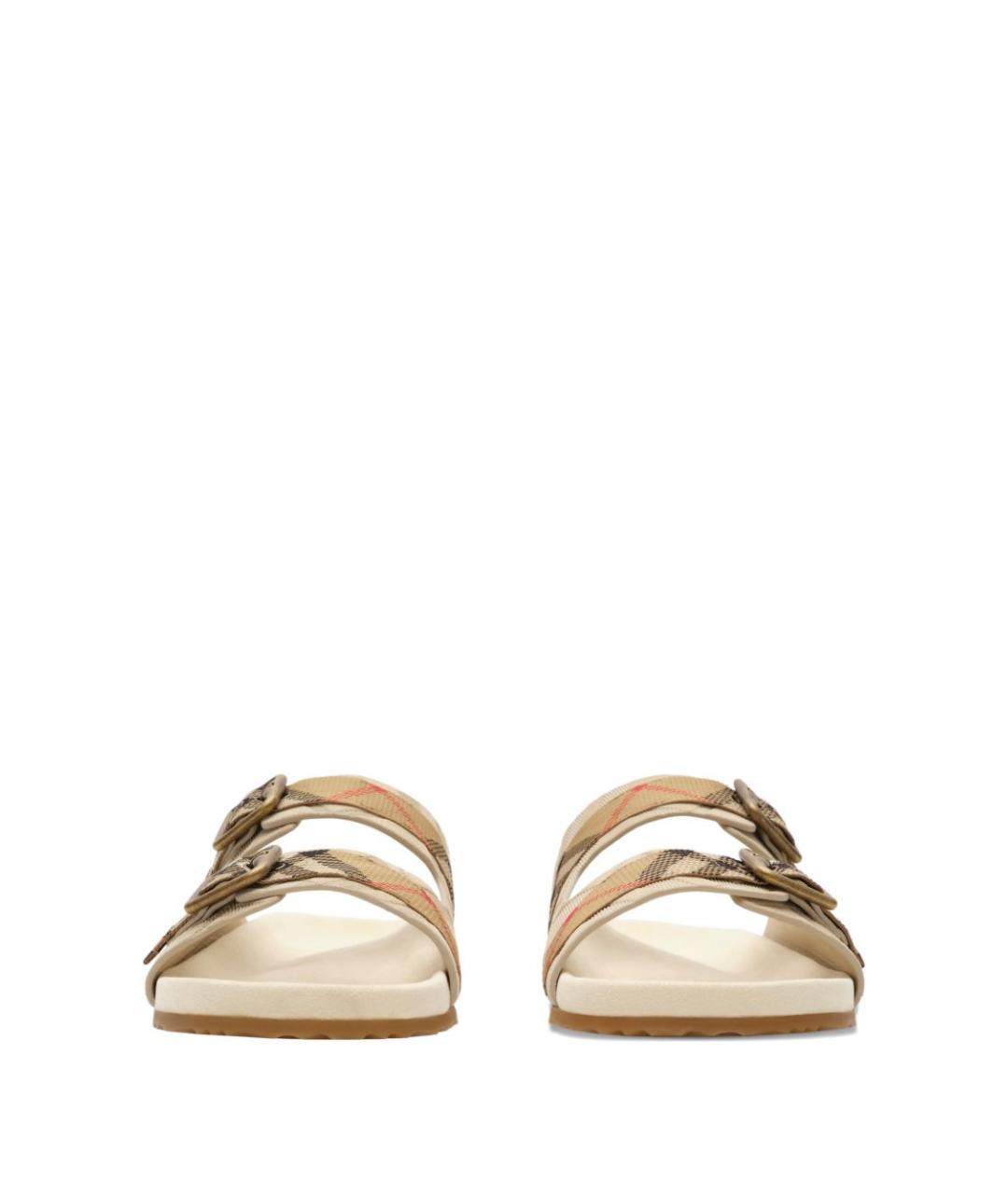 BURBERRY Бежевые замшевые шлепанцы, фото 2