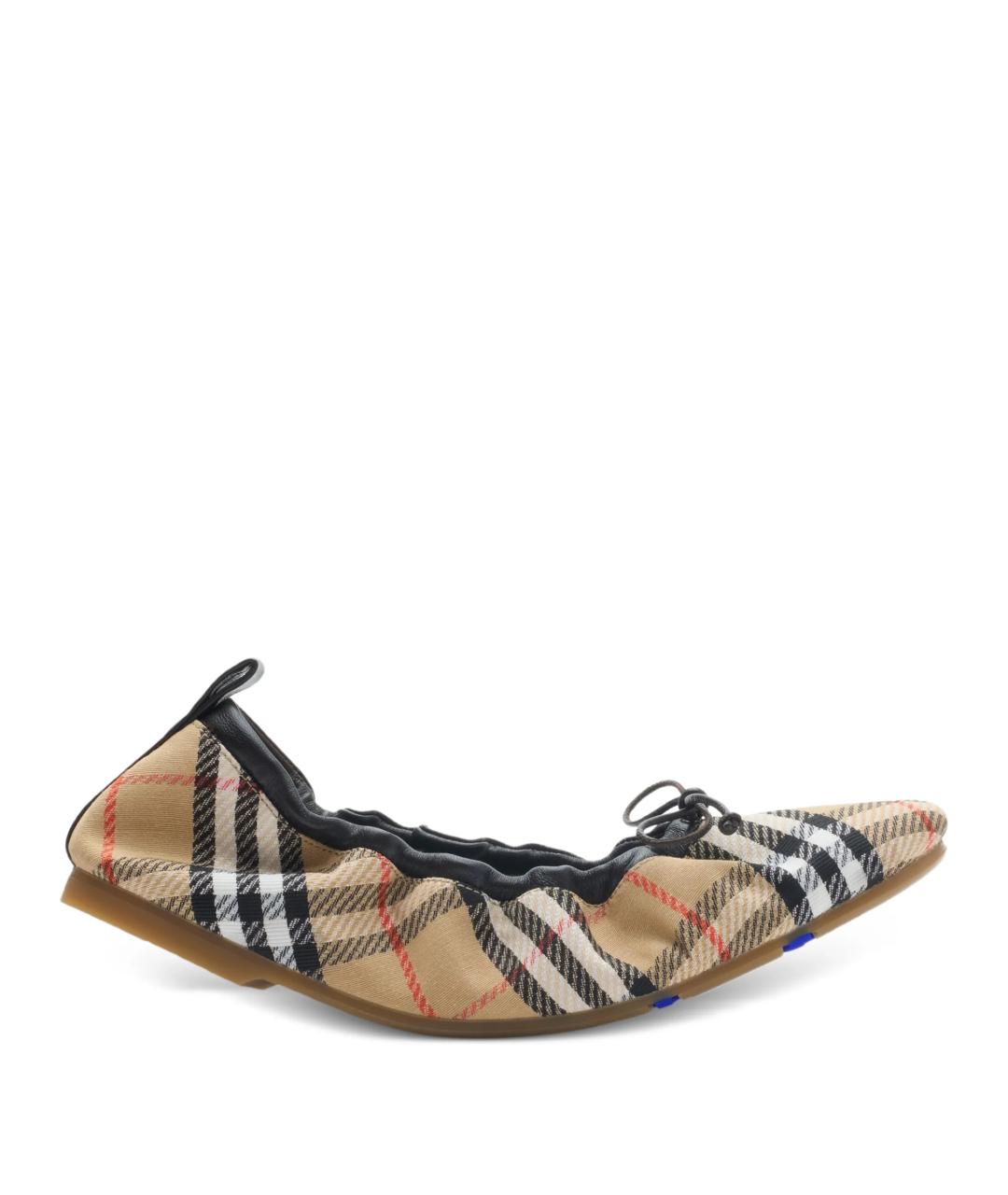 BURBERRY Бежевые текстильные балетки, фото 1