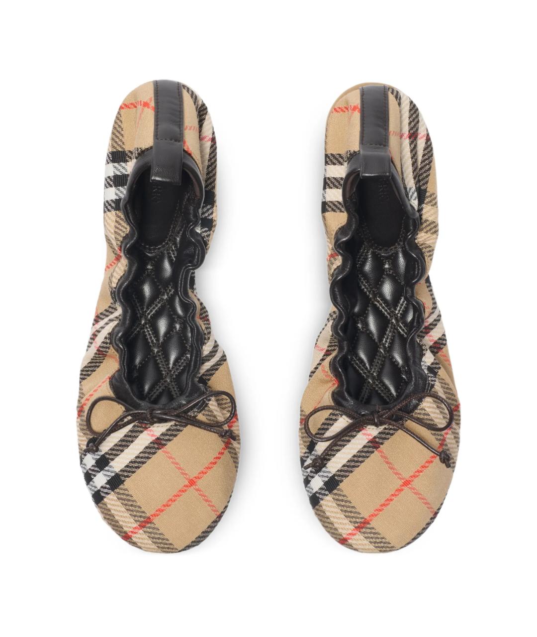 BURBERRY Бежевые текстильные балетки, фото 5