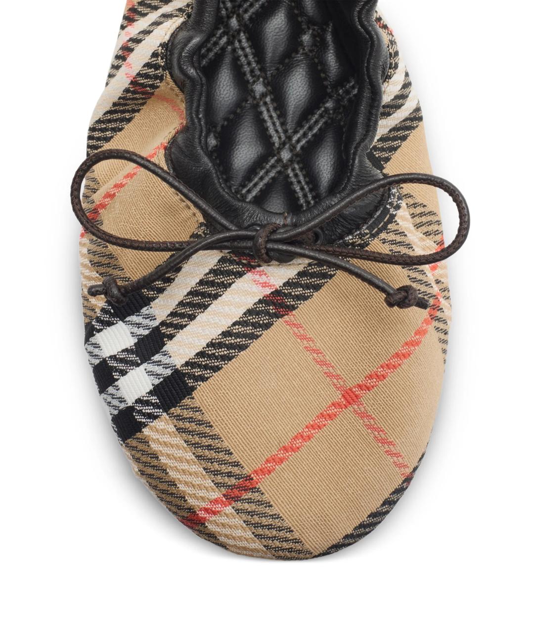 BURBERRY Бежевые текстильные балетки, фото 4