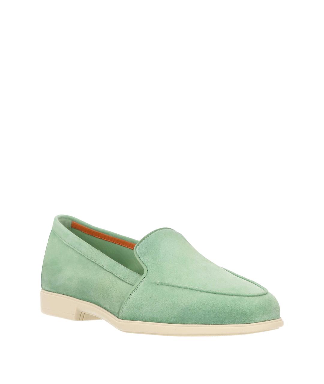 SANTONI Зеленые замшевые лоферы, фото 2