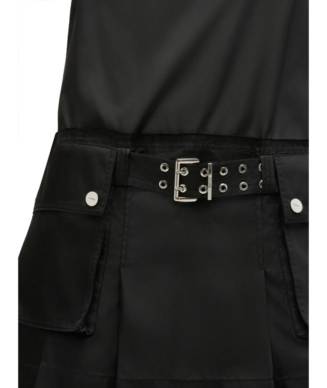 GANNI Черное полиамидовое повседневное платье, фото 2