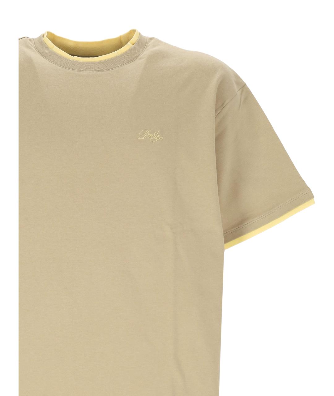 Drole de Monsieur Бежевая хлопковая футболка, фото 2
