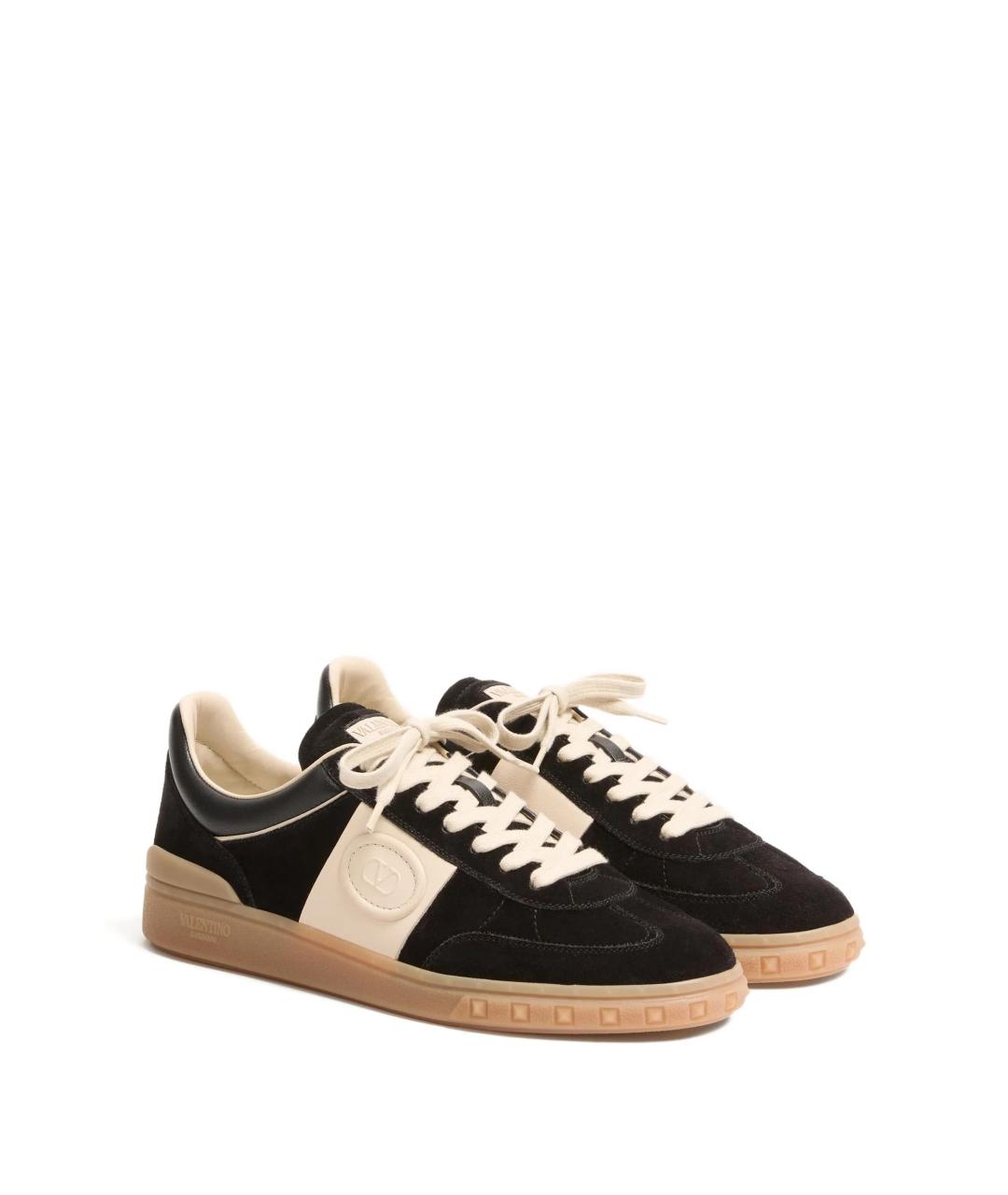VALENTINO Черные замшевые низкие кроссовки / кеды, фото 2