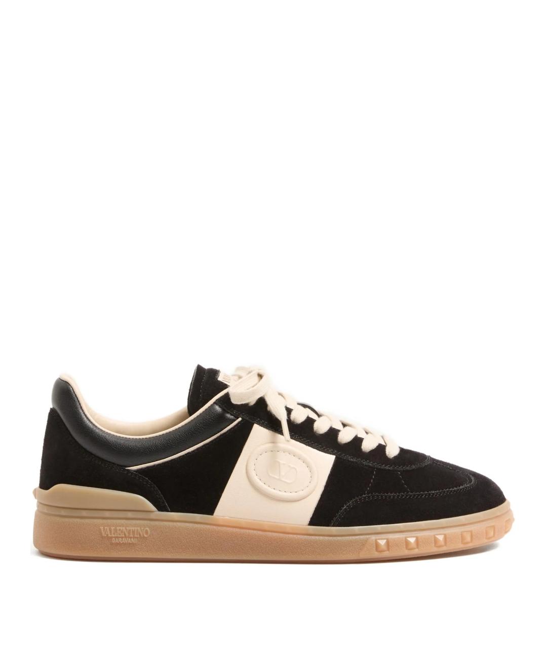 VALENTINO Черные замшевые низкие кроссовки / кеды, фото 1