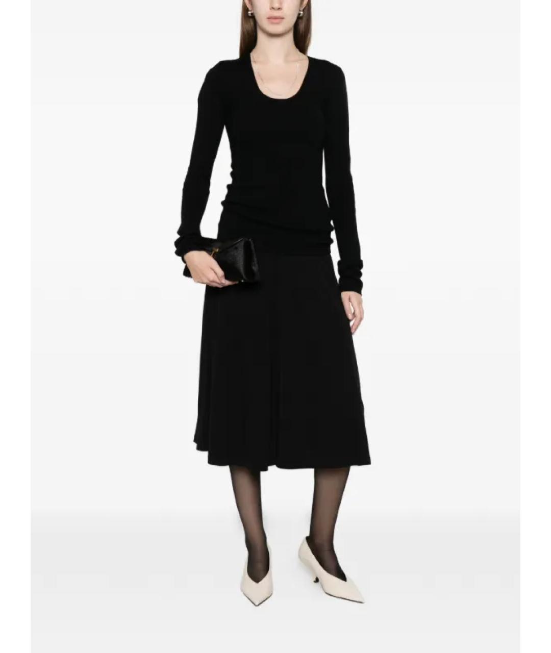 TOTEME Черная вискозная юбка миди, фото 3