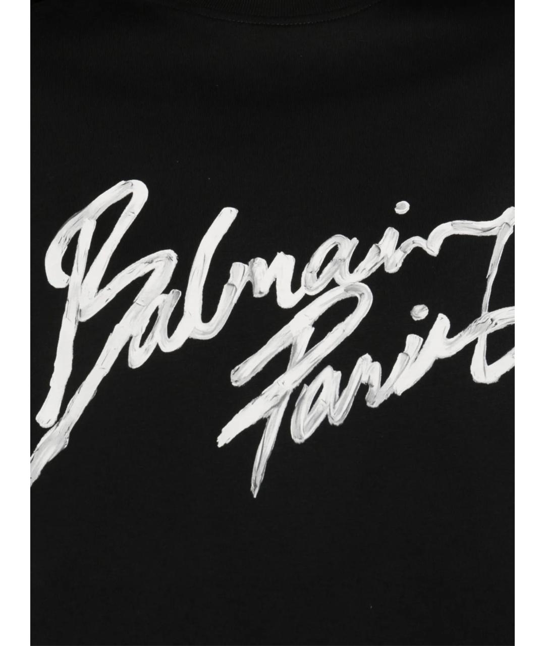 BALMAIN Черная хлопковая футболка, фото 2