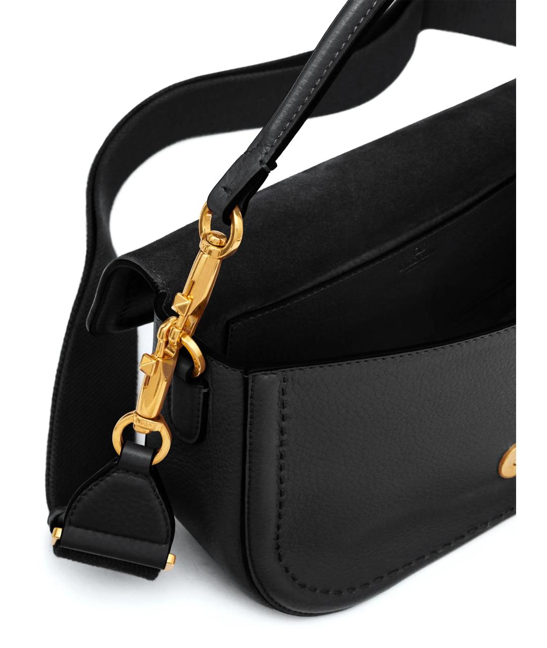 VALENTINO Черная кожаная сумка через плечо, фото 6