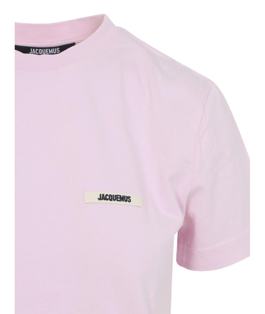 JACQUEMUS Розовая хлопковая футболка, фото 2