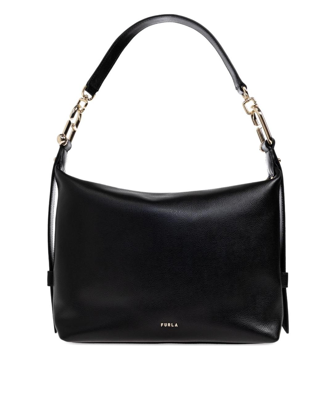 FURLA Черная кожаная сумка тоут, фото 1