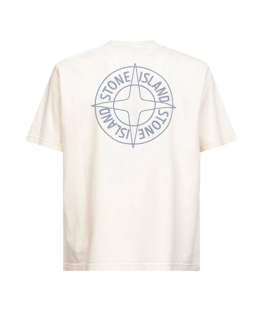 STONE ISLAND Бежевая хлопковая футболка, фото 3