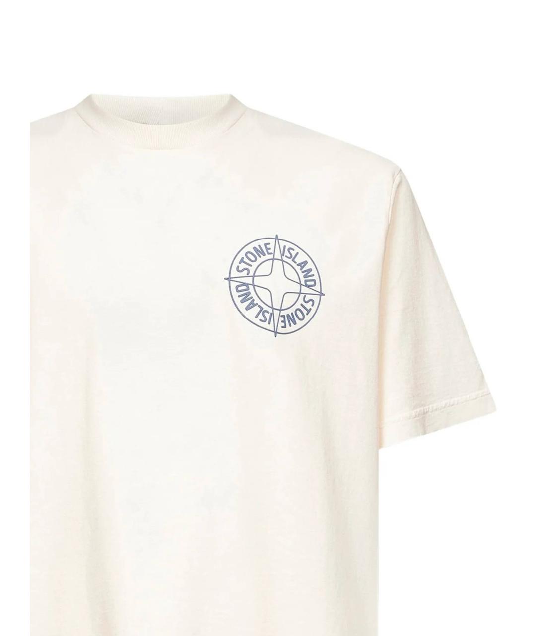 STONE ISLAND Бежевая хлопковая футболка, фото 2