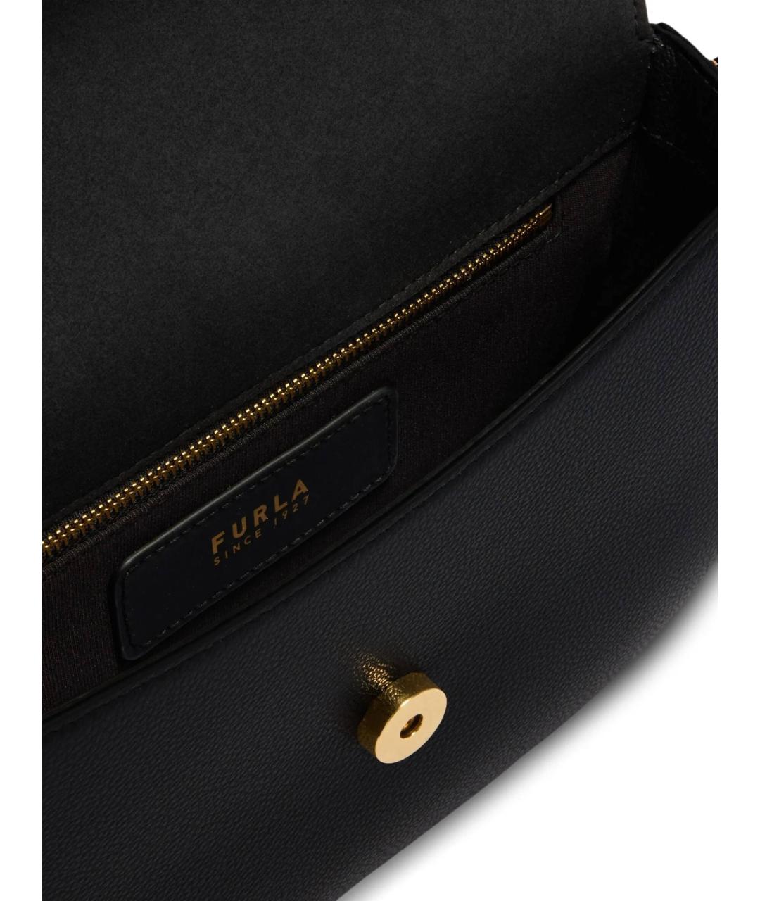 FURLA Черная кожаная сумка через плечо, фото 4