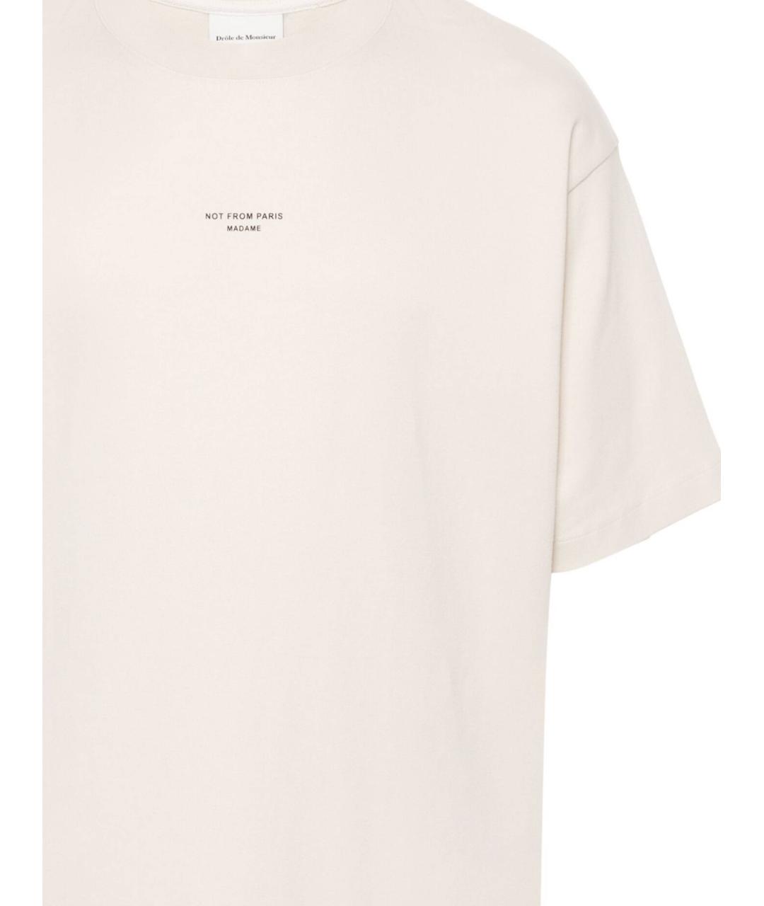 Drole de Monsieur Бежевая хлопковая футболка, фото 2