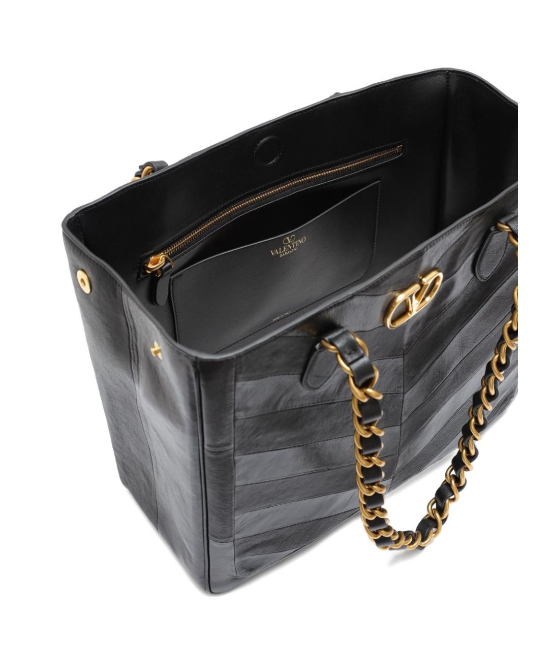 VALENTINO Черная кожаная сумка тоут, фото 3