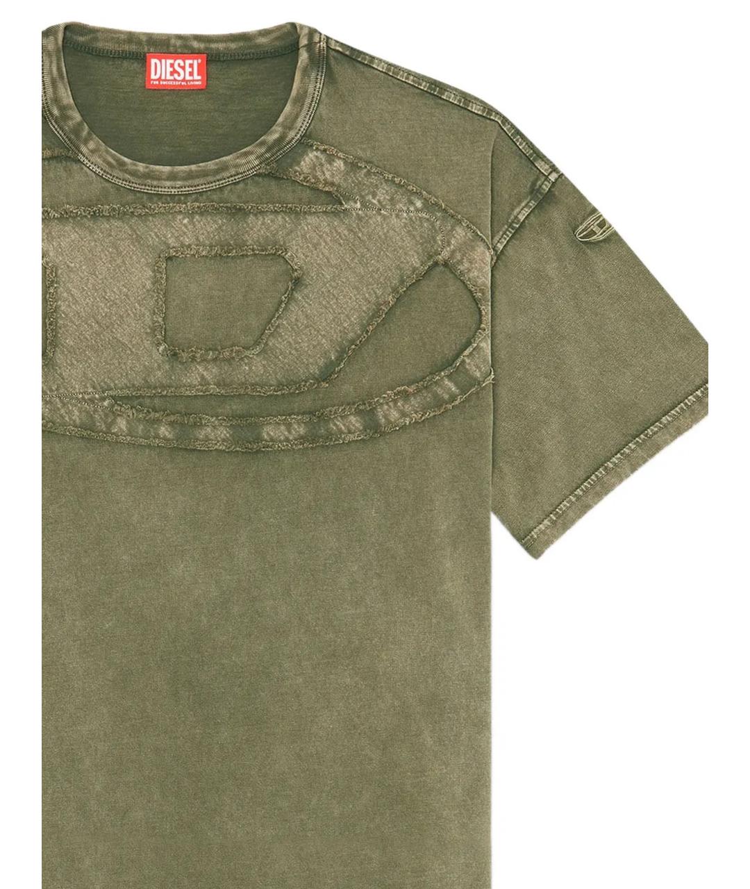 DIESEL Зеленая хлопковая футболка, фото 2