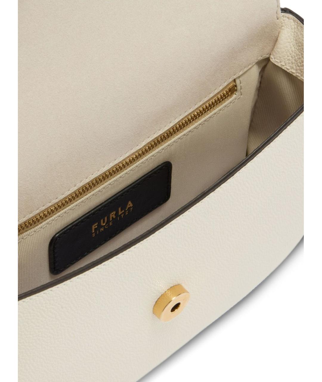 FURLA Бежевая кожаная сумка через плечо, фото 4