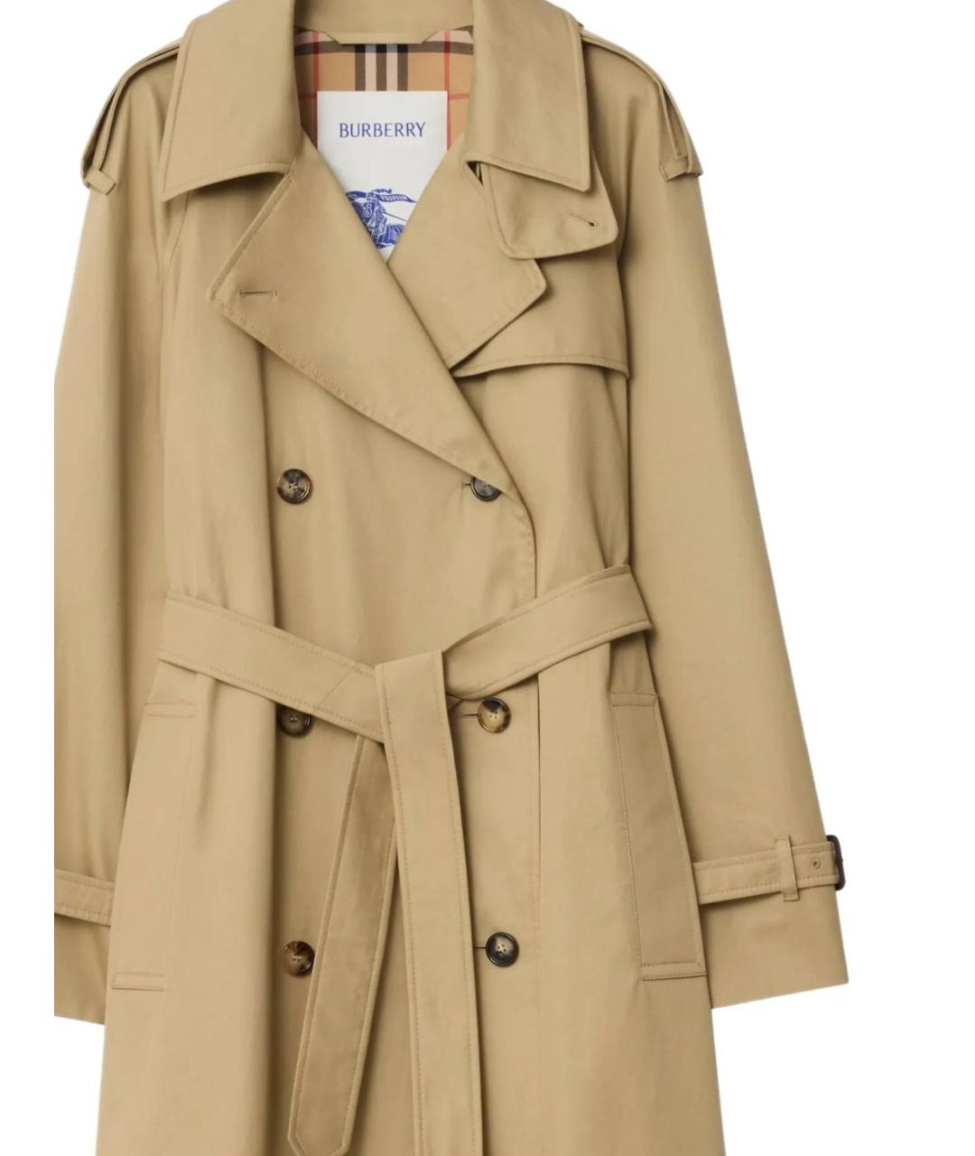 BURBERRY Бежевый хлопковый тренч/плащ, фото 2