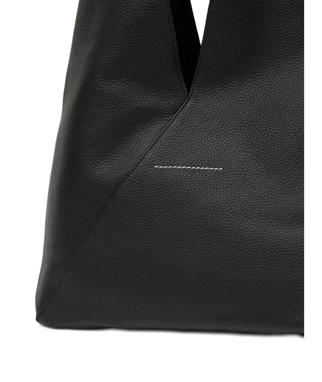 MM6 MAISON MARGIELA Черная кожаная сумка с короткими ручками, фото 4