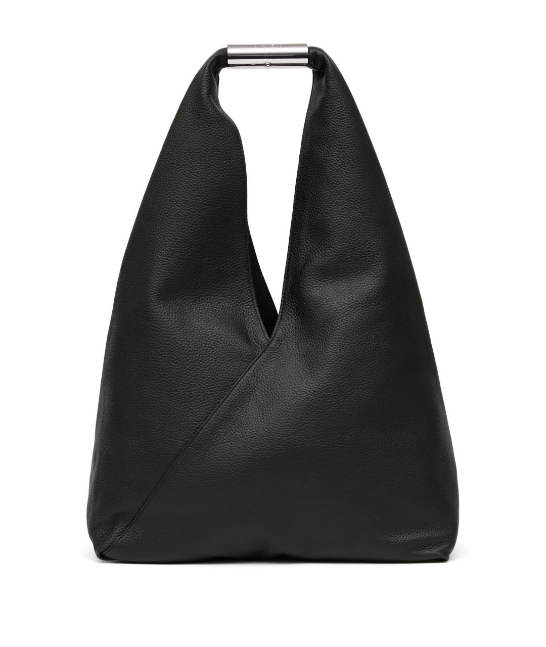 MM6 MAISON MARGIELA Черная кожаная сумка с короткими ручками, фото 1