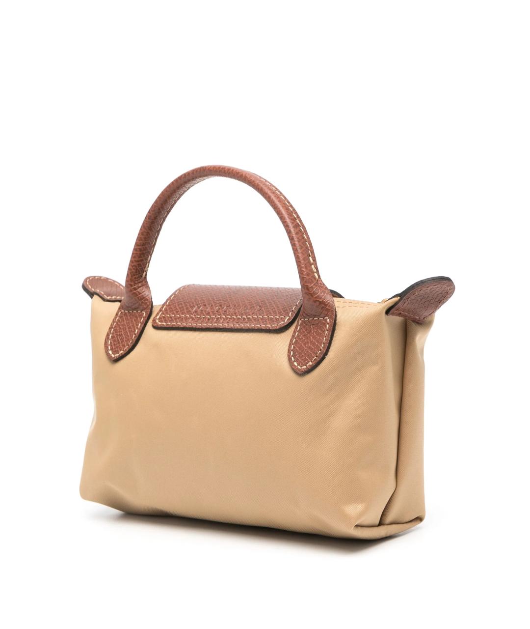 LONGCHAMP Бежевая тканевая сумка с короткими ручками, фото 2