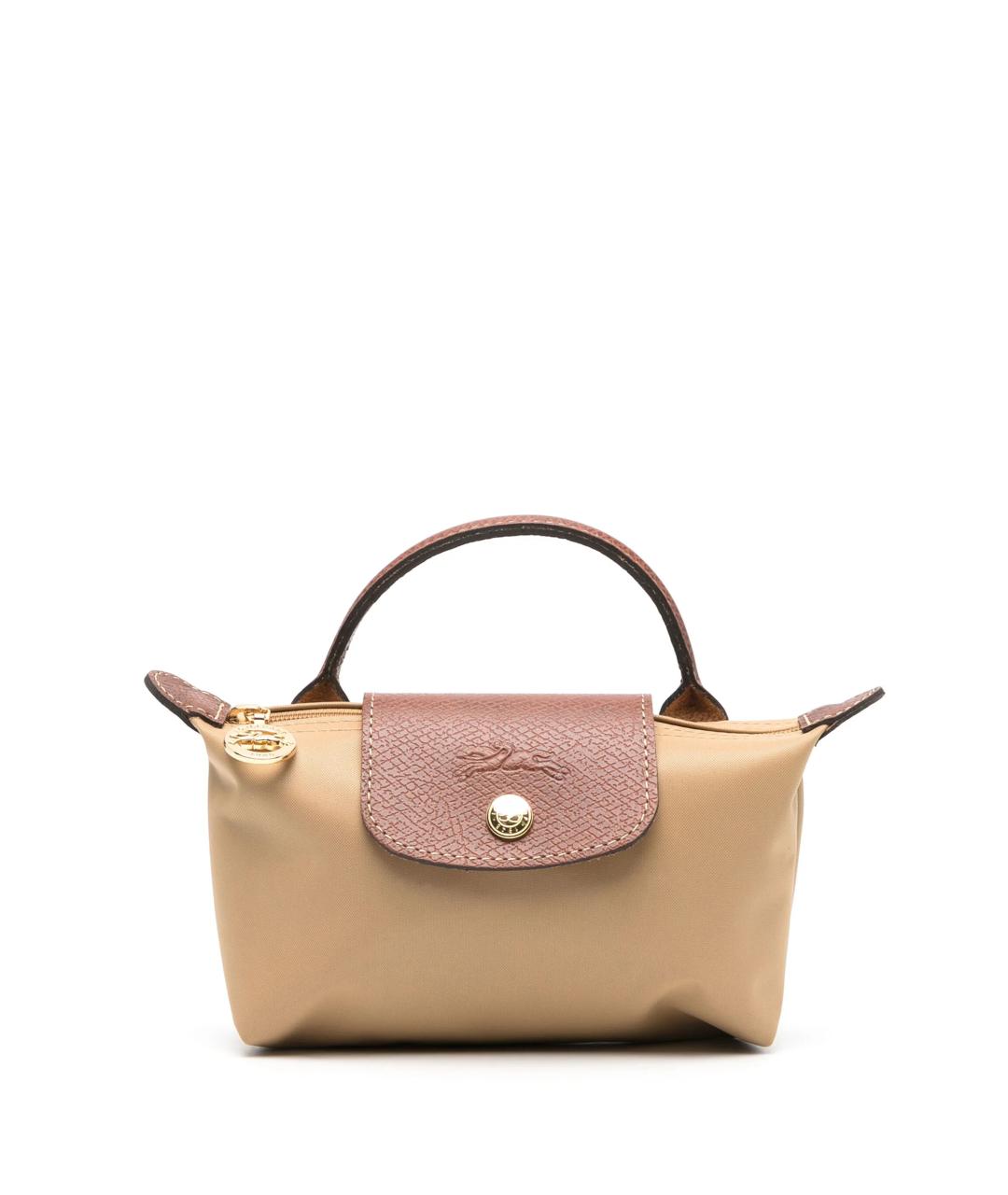 LONGCHAMP Бежевая тканевая сумка с короткими ручками, фото 1