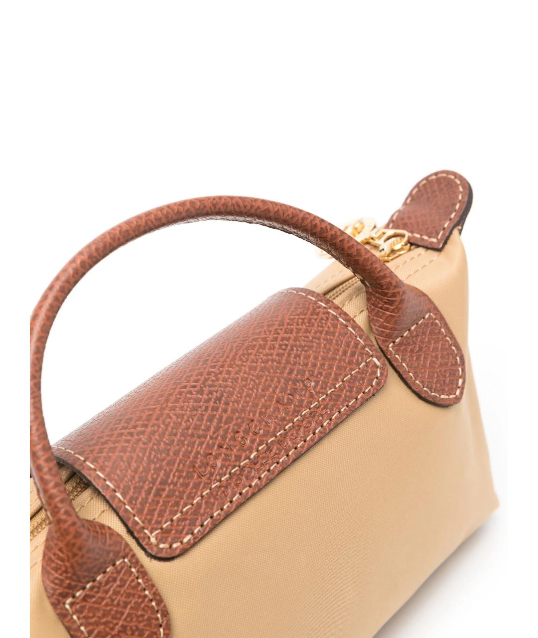 LONGCHAMP Бежевая тканевая сумка с короткими ручками, фото 3