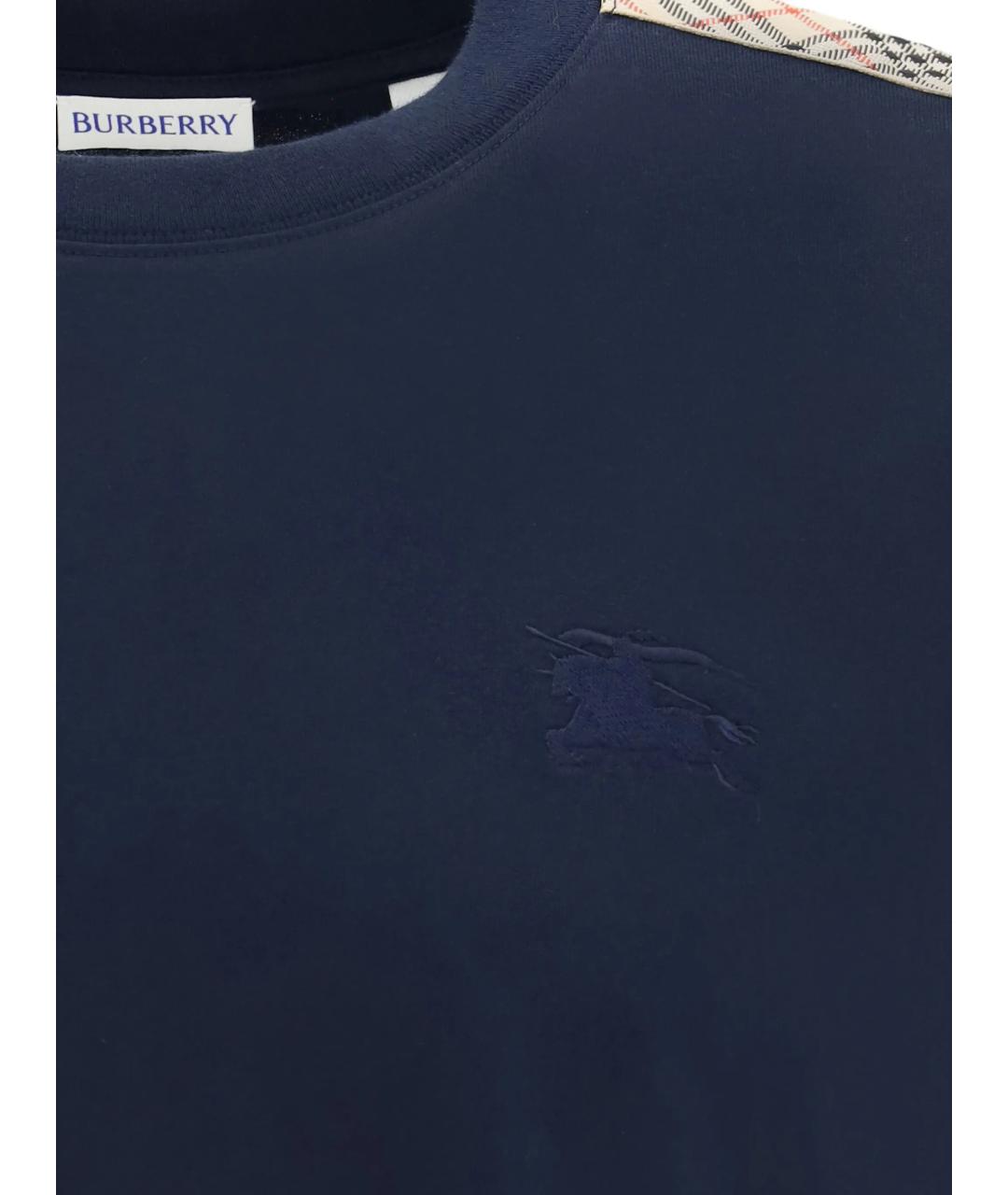 BURBERRY Синяя хлопковая футболка, фото 2