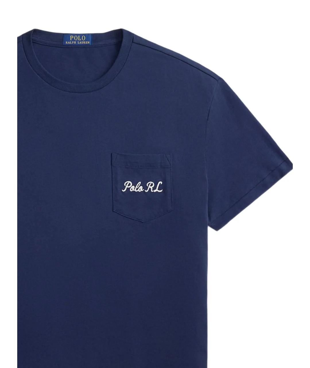 POLO RALPH LAUREN Синяя хлопковая футболка, фото 2