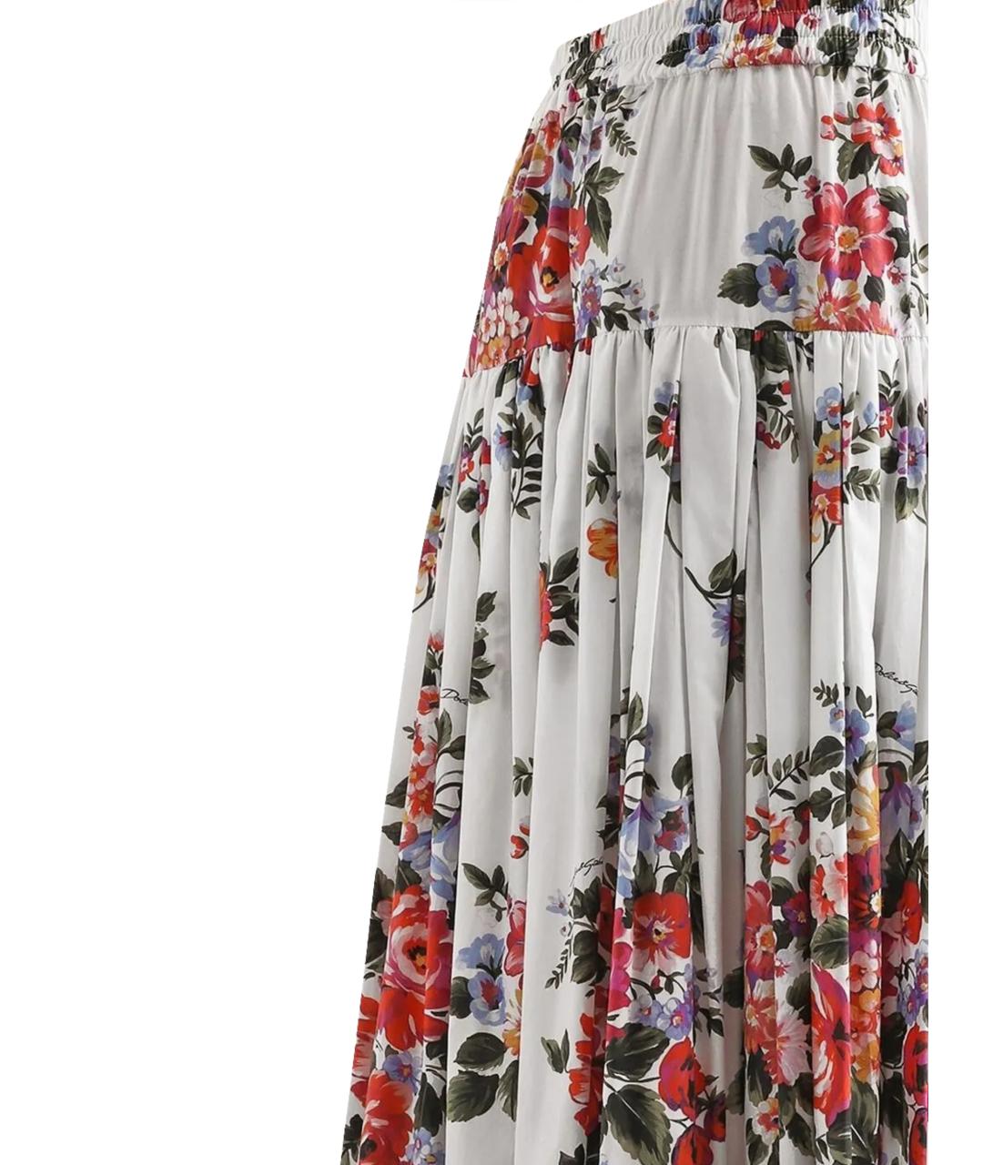 DOLCE&GABBANA Белая хлопковая юбка макси, фото 3