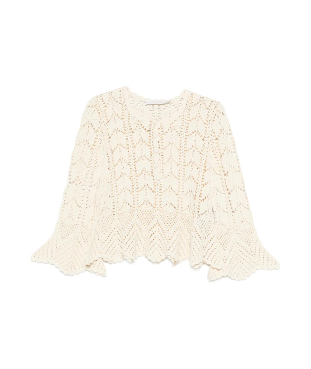 ZIMMERMANN Белый хлопковый джемпер / свитер, фото 1