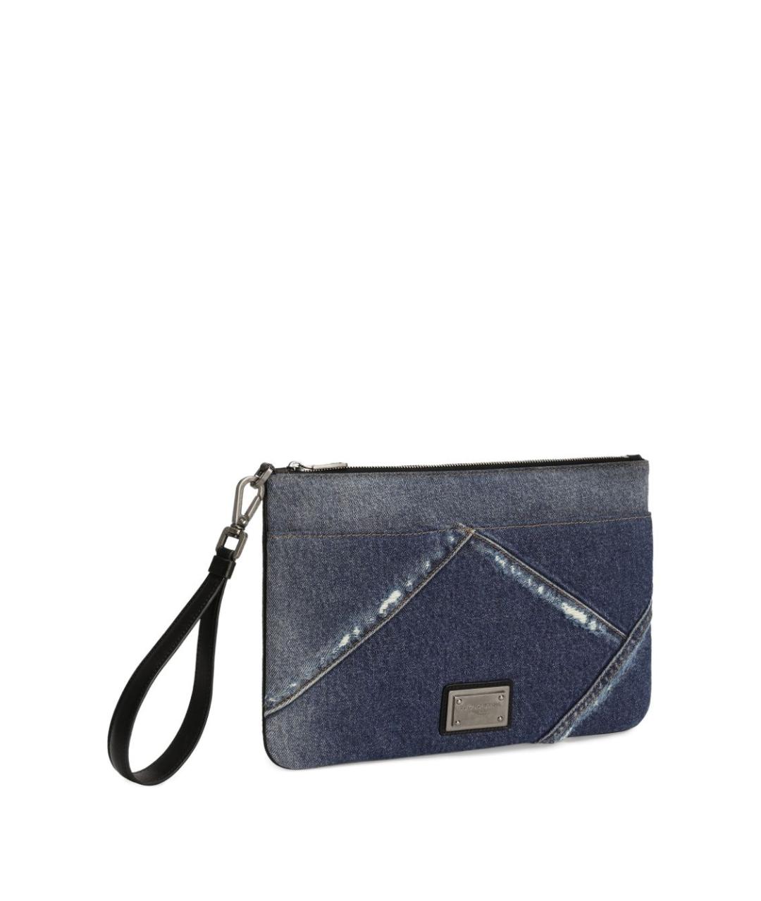 DOLCE&GABBANA Синяя тканевая барсетка, фото 2