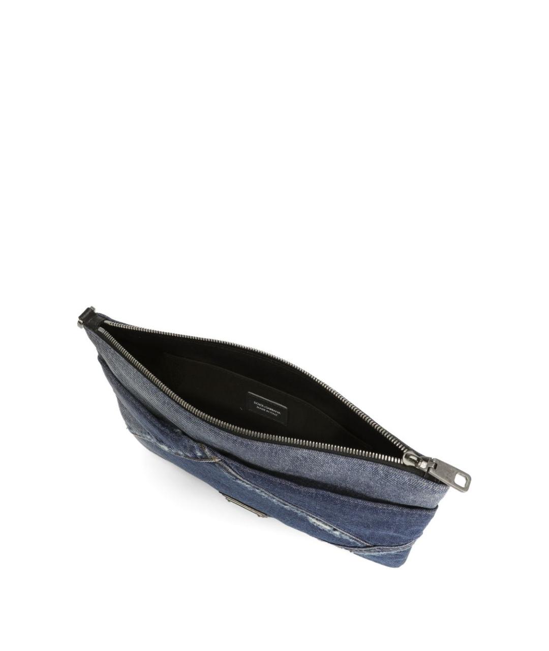 DOLCE&GABBANA Синяя тканевая барсетка, фото 4