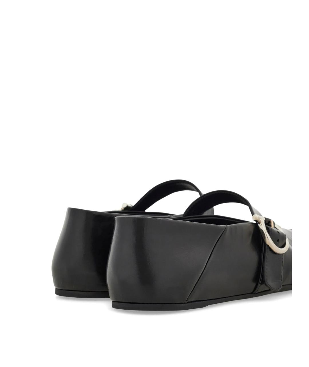 FERRAGAMO Черные кожаные балетки, фото 3