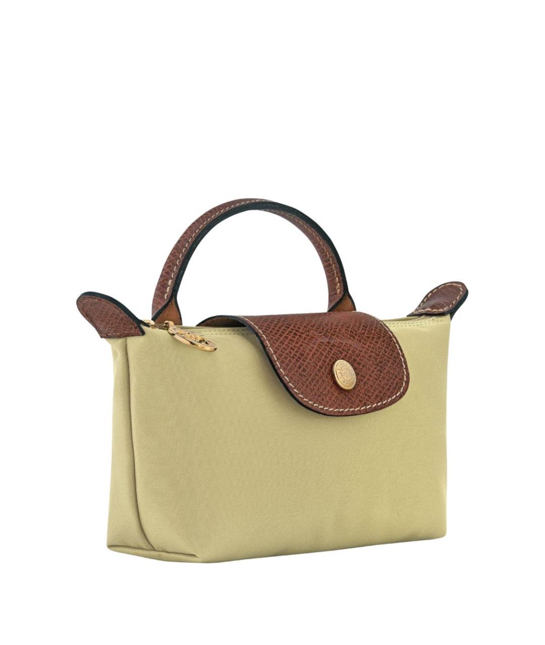 LONGCHAMP Зеленая тканевая сумка с короткими ручками, фото 2