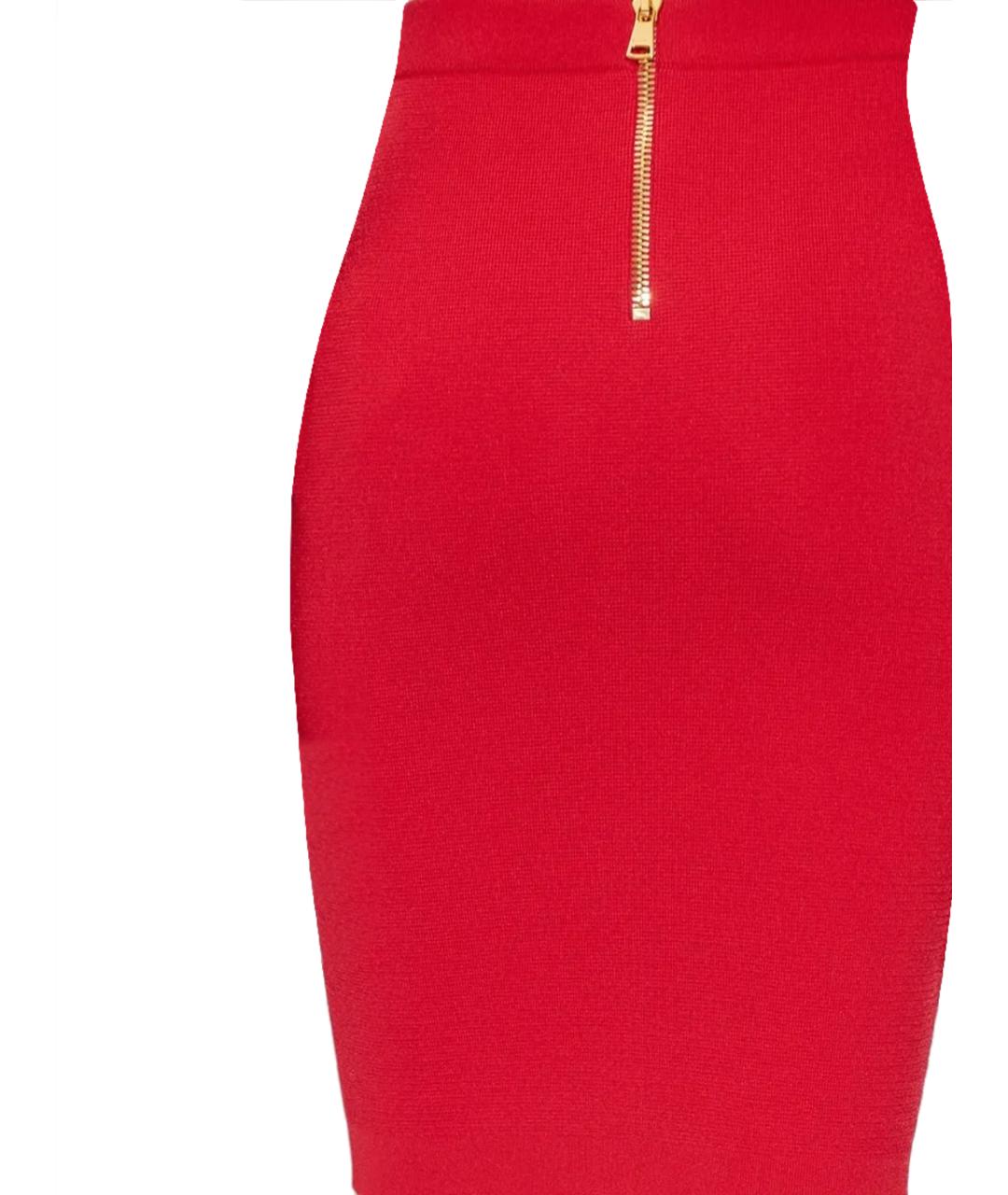 BALMAIN Фуксия вискозная юбка миди, фото 3