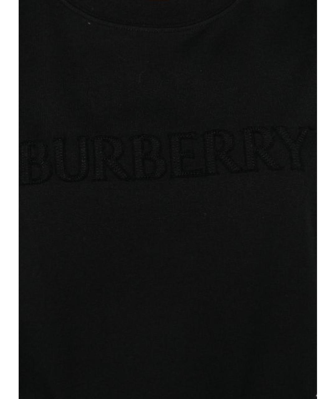 BURBERRY Черная хлопковая футболка, фото 2