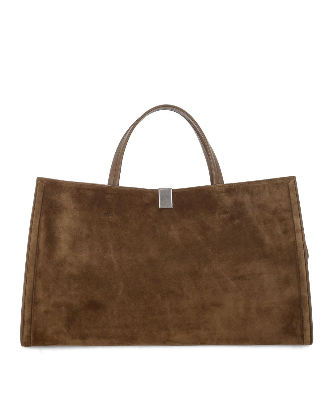 PHOEBE PHILO Коричневая замшевая сумка тоут, фото 1
