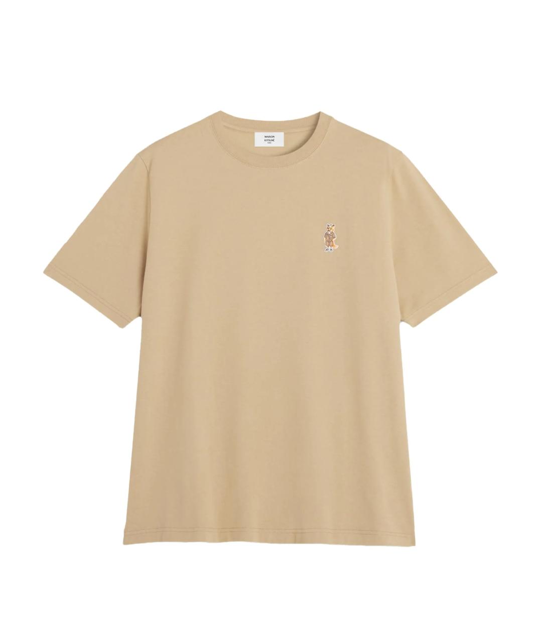 MAISON KITSUNE Бежевая хлопковая футболка, фото 1