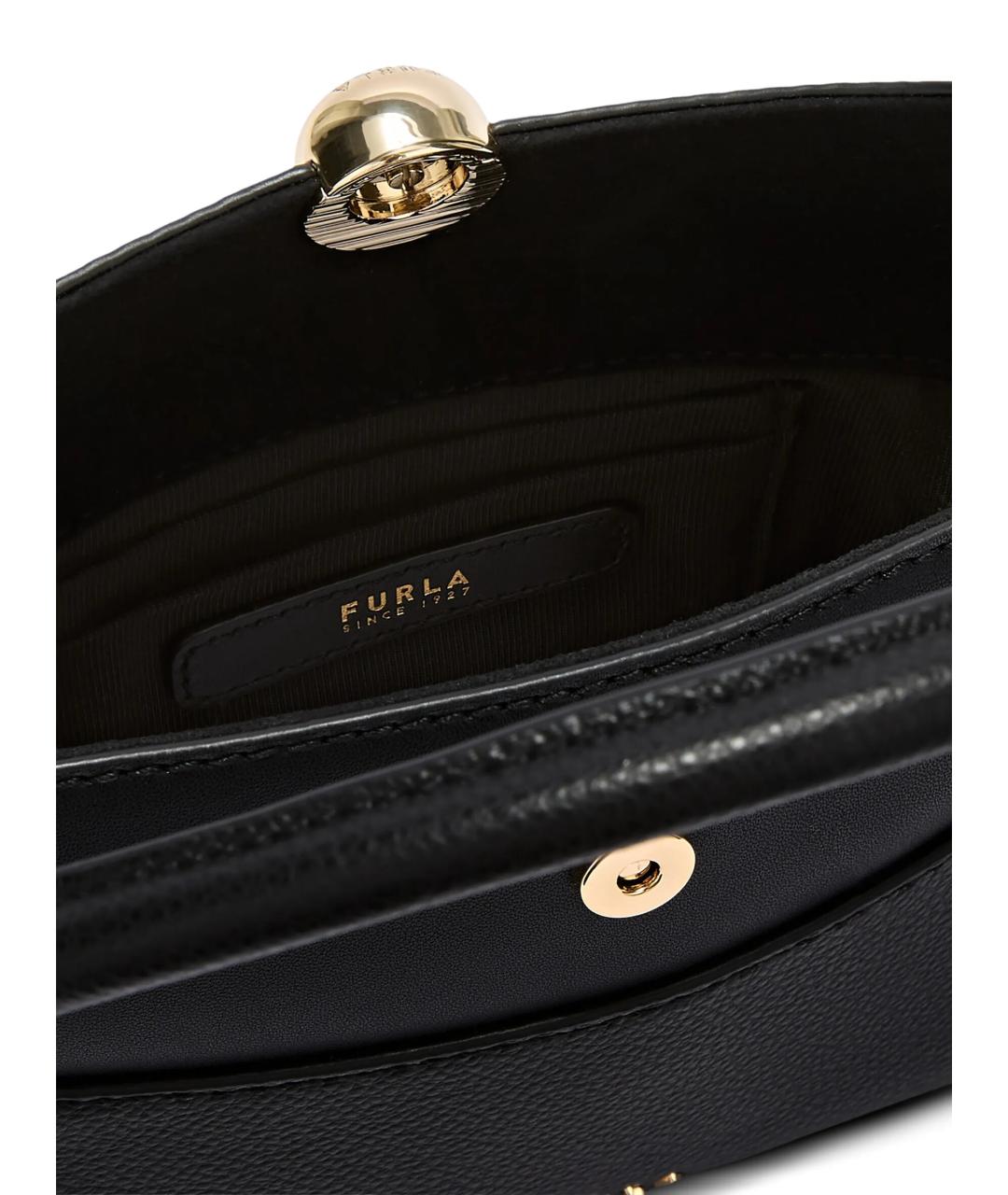 FURLA Черная кожаная сумка через плечо, фото 4