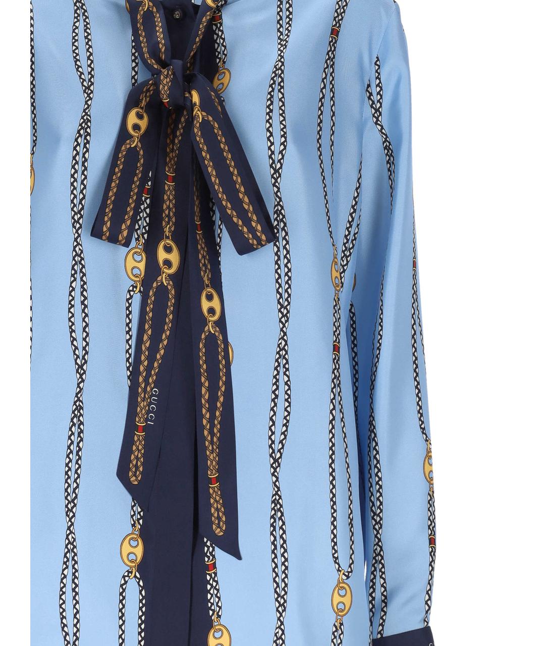 GUCCI Синяя шелковая рубашка, фото 2